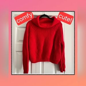 Anthropology Moon and Madison red sweater cowl neck (M)